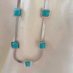 Silver plated Square turquoise necklace Snake Stainless Steel men womens jewelry Blue Photo 6