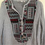 Soft Surroundings Embroidered Small Striped Tunic Top Western Aztec Boho Artsy Photo 4