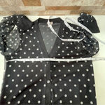 Chico's  women polka dot mesh whimsy goth cardigan v-neck Sz XS stretching Photo 4