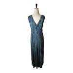 Soma Dress Women Medium Blue Sunray Stipe Jersey Knit Goddess Maxi Bra Boho NWT Photo 2