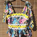 NEW Celia B Colorful Wavy Piping Top Blouse M Pink Size M Photo 0