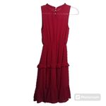 Monteau  Red Swiss Dot Ruffle Tiered Sleeveless Dress Lined Size Small NWT Photo 1