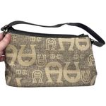 Etienne Aigner All Over Logo Print Shoulder Bag Purse Tan, Brown & Gold Hardware Photo 4