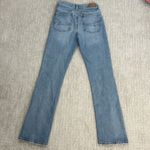American Eagle Stretch '90s Bootcut Jean in Faded Indigo split hem long length Photo 8