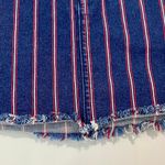 American Eagle Outfitters Women’s Hi-Rise Mini Denim Skirt Blue & Red Stripe 00 Photo 2