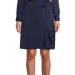 FINAL PRICE NWT C Wonder Navy Blue Long Sleeve Collared Wrap Dress Size M Photo 0