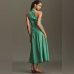 Anthropologie NWT Maeve Halter V-neck Drop Waist Cotton Midi Dress in Clover XS Photo 2