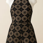 Bleuh Ciel Moody Floral Whimsy Goth Black Lace Nude Lined Halter Romper Size L Photo 0