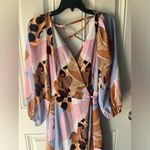 Hutch Anthropologie  Bloom Wrap Midi Dress Size Large Open Lace Up Back colorful Photo 2
