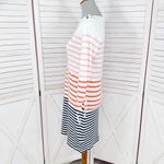 Nautica Striped Tie Sleeve Shirt Shift Dress White Coral Small Photo 2