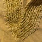 Charter Club  Shirt Womens Large Mustard Yellow Embroidered Split Neck Long Slv Photo 3