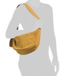 Made In India NWT Mustard Yellow Genuine Leather Suede Crescent Shoulder Bag Photo 1