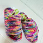 UGG  Multicolor Fluffy Slippers with Lime Strap Photo 3