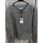 Endless Rose  Silver Sparkle Tinsel Knit Crew Neck Long Sleeve Sweater Top M Photo 3