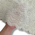 Loft  White Lace Blouse Medium Scallop Hem Short‎ Sleeve Crochet Top Ivory Photo 4