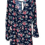 American Eagle Womens Floral Bell Sleeve Romper Tie Front Keyhole Back Large Photo 0