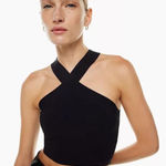 Aritzia Babaton Sculpt Knit Criss Cross Tank Black size Small $58 Photo 0