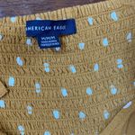 American Eagle  Mustard Yellow Polka dot Smocked Romper -Retro- M NWOT Photo 5
