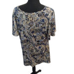 Asymmetrical Plus size 1X Short Sleeve Top Color Changing Diamonds Flowy Blue Photo 1