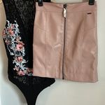 Armani Exchange New Mauve Pink Vegan Snakeskin Embossed Leather Zip Mini Skirt Photo 0