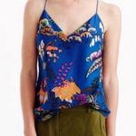 J.Crew NEW Silk Floral V Neck Tank Top Pullover Blue Green Pink Orange Size 0 Photo 0