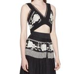 Aijek Andrea Embroidered Cropped Top in Black & White Size Medium Photo 1
