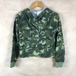 NEW Women's Cropped Green Camo Fleece Hoodie XL Photo 4