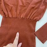 Toccin x RTR Dress‎ Womens Small Brown Knit Sweater Puff Sleeve Mini Cotton Photo 8