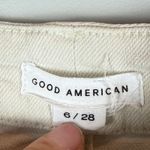 Good American Jeans Women's 6/28 Ivory Denim Straight Leg Icon Cutout Bone Retro Photo 5