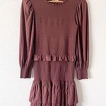 Nation Ltd Abby Smocked Ruffle Mini Dress in Pinot Noir Photo 2