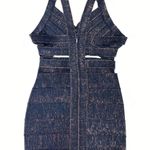 Wow Couture Metallic Cut Out Caged Strappy Mini Dress Bodycon Black Gold L Photo 0