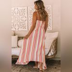 The Lace Daisy NEW Colorful Striped Spaghetti Strap Handkerchief Hem Maxi Dress Size Large Photo 1