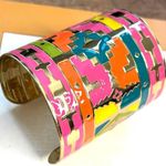 Colorful Geometric Wide Cuff Bracelet With Gold Photo 0