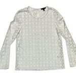 Banana Republic Top Dressy Medium Eyelet Lace Blouse Tunic Cream Long Sleeve Photo 0
