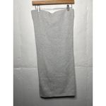 Gap NEW Silver Metallic Ribbed Midi Bodycon Skirt Size Large Stretch Gray Silver Photo 3
