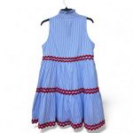 Entro Ric Rac Matilda Mini Dress Blue White Striped Ruffle V Neck Cotton Small Photo 1