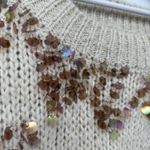 ZARA  Cream Brown Oversized Sequin Sweater Mohair Wool Size Medium Photo 4