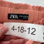 ZARA Pants Womens X Small Pink Orange Wide Leg Stretch Waist Satin Photo 6