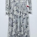Mac Duggal Floral Embroidered Illusion Long Sleeve Gown Platinum Silver NWT 8 Photo 0