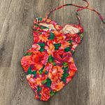 One Piece Vintage 90s swimsuit floral bright tropical slimming Small Photo 8