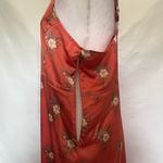 LAURIE FELT Boho Cottage Core Slip Dress Sz 14 Floral Lace Hem Romantic Satin Orange Photo 4