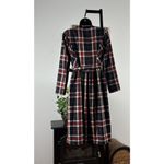 Ms N Elegance Womens Plaid Long Sleeve Dress Double Breasted Round Neck Belted M Size M Photo 4