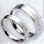 “Forever Love” Engraved Ring Set Silver Photo 2