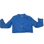 Jason Wu $325  Blazer Cropped Shoulder Pads Linen Cobalt Blue Braided M Jacket Photo 5