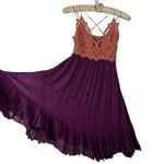 Free People  Adella Dress Small Pink‎ Boho Festival Goth Fairy Whimsy Romantic Photo 2