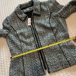 White House | Black Market WHBM Tweed Moto Jacket Collared Zip Front River Teal Women’s Sz 14 NWT Photo 3