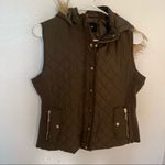 Active USA Quilted Padding Vest with Suede Piping Olive Shearling Photo 1