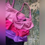 One Piece Vintage Sirena 80/90s pink ruffle black  swimsuit, size small medium Photo 1