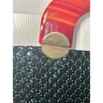 Vintage Whiting and Davis Black Metal Mesh Clutch Bag Lucite Handle Retro Photo 2