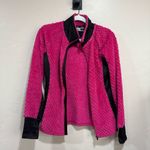 RBX Ladies S Jacket Full Zip Hot Pink Magenta Fuzzy Textured Fleece Black Trim Photo 1